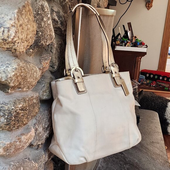 Coach Handbags - COACH J1175-F17216 Soho Cream/Gold Leather Shoulder Bag